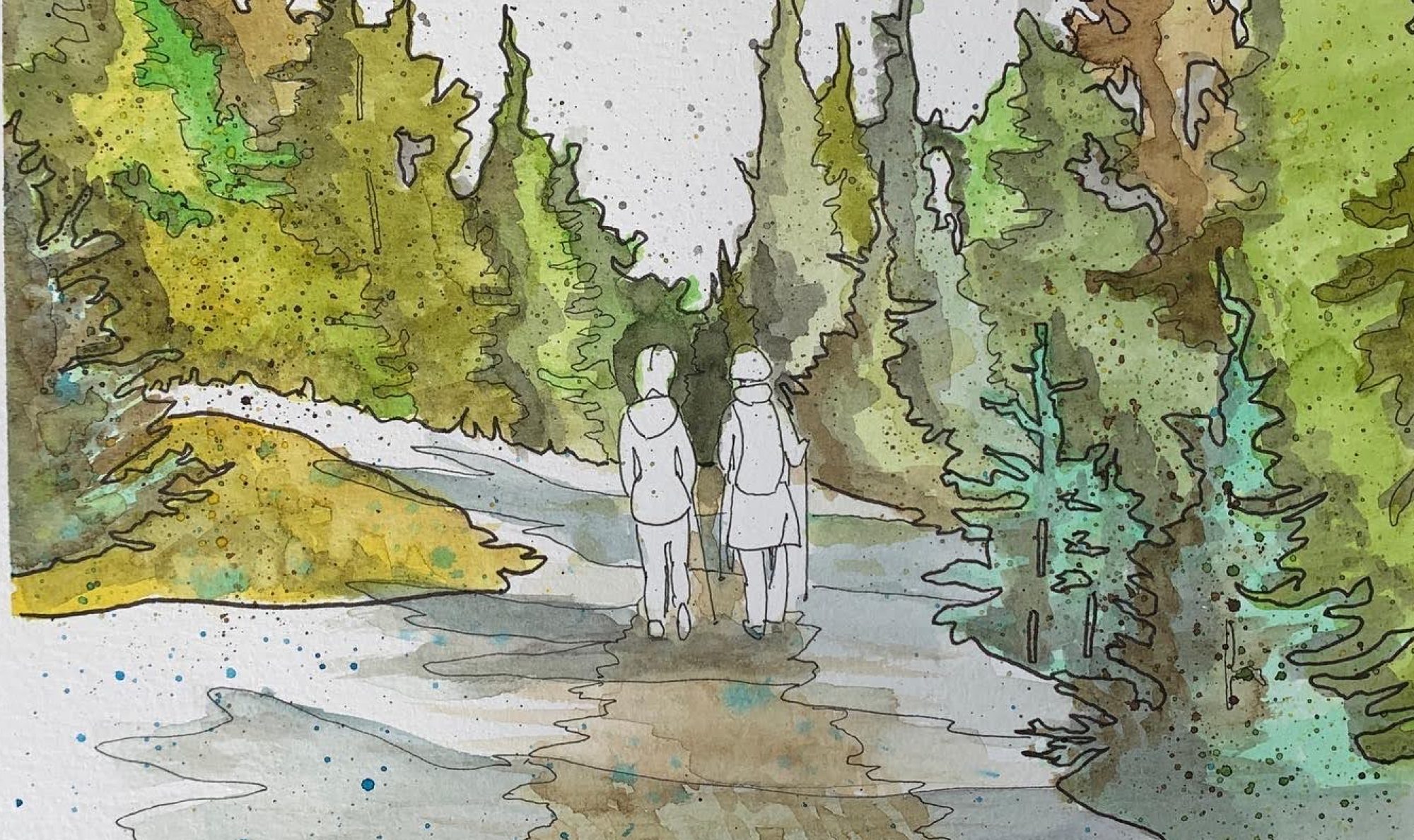Watercolour Hikers #2